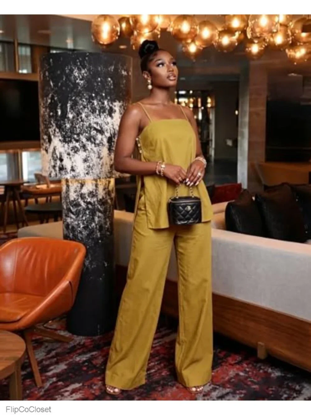 2 Piece Sleeveless Top & Wide Leg Pants Set Women Vacation Clubwear Summer